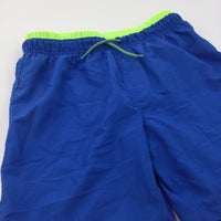 'Pacific Beach Surf' Lime Green & Blue Swimming Shorts/Sports Shorts - Boys 12-13 Years