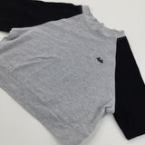 'Hello' Embroidered Grey and Black Cropped Top - Girls 10-11 Years