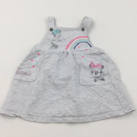 Minnie Mouse & Rainbows Grey Jersey Dress - Girls 12-18 Months