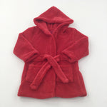 Red Fluffy Fleece Dressing Gown with Hood - Boys 9-12 Months