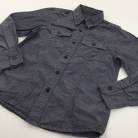 Charcoal Grey Zip Pocket Cotton Shirt - Boys 8-9 Years