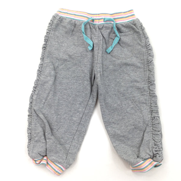 Rouch Sides Grey Joggers - Girls 12-18 Months