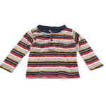 Red, Navy, Yellow & Grey Striped Long Sleeve Top - Boys 3-6 Months