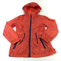 Red, White & Navy Speckled Lightweight Showerproof Jacket with Hood - Girls 7-8 Years