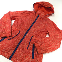 Red, White & Navy Speckled Lightweight Showerproof Jacket with Hood - Girls 7-8 Years