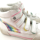 Rainbow Glittery White Leatherette Velcro Boots - Girls - Shoe Size 13