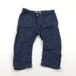 Slate Blue Lightweight Cotton Trousers - Boys 3-6 Months