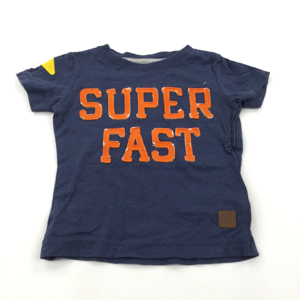 'Super Fast' Blue & Orange T-Shirt - Boys 3-6 Months