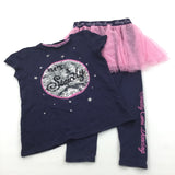 'Strictly Come Dancing' Sequin Flip Navy & Pink Skirt, Leggings & T-Shirt Set - Girls 8-9 Years