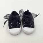 Sequins & Bows Black Canvas Shoes - Girls 0-6 Months