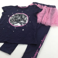 'Strictly Come Dancing' Sequin Flip Navy & Pink Skirt, Leggings & T-Shirt Set - Girls 8-9 Years