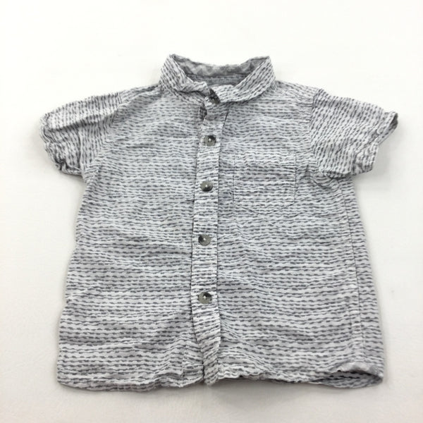 Grey & White Patterned Cotton Shirt - Boys 12-18 Months