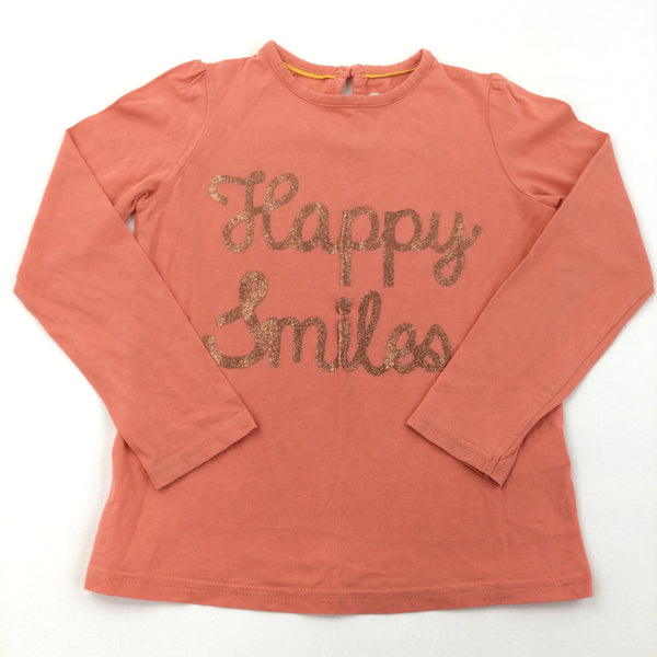 'Happy Smiles' Orange Long Sleeve Top - Girls 6-7 Years