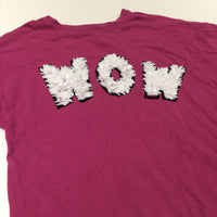 'Wow' Sequins Mauve Oversized T-Shirt - Girls 6 Years