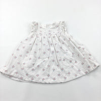 Flowers White Lightweight Corduroy Dress - Girls 3-6 Months