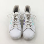 'Adidas' Shiny & White Lace Up Trainers - Girls - Shoe Size 3