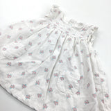 Flowers White Lightweight Corduroy Dress - Girls 3-6 Months