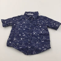 Pirate Treasure Map Navy Cotton Shirt - Boys 12-18 Months