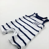 Striped Blue & White Sleeveless Romper - Boys Newborn