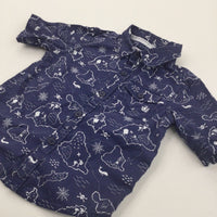 Pirate Treasure Map Navy Cotton Shirt - Boys 12-18 Months