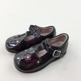 Flowers & Cats Patent Leather Black Buckle Up Shoes - Girls - Shoe Size 6-7