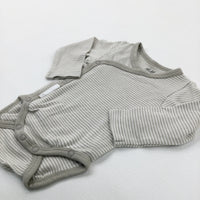 Beige Striped Long Sleeve Bodysuit - Boys Newborn