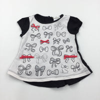 Glittery Bows Black & White Tunic Top - Girls 3-6 Months