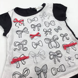 Glittery Bows Black & White Tunic Top - Girls 3-6 Months