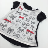 Glittery Bows Black & White Tunic Top - Girls 3-6 Months