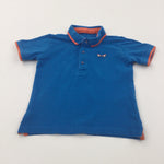 Eyes Embroidered Blue & Orange Polo Shirt - Boys 12-18 Months