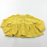Broderie Panel Yellow Lightweight Jersey Cardigan - Girls 3-6 Months