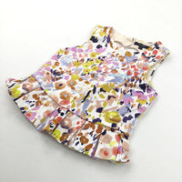 Flowers Lined Cotton Blouse - Girls 6-7 Years