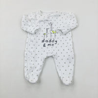 'Daddy & Me' Giraffes Triangles White Babygrow - Boys Newborn