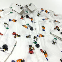 Soldiers Badgers, Foxes & Dogs White Long Sleeve Cotton Shirt - Boys 6-9 Months