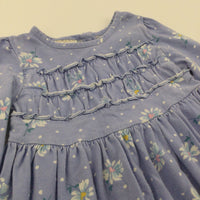 Flowers Blue Jersey Dress - Girls 9-12 Months