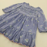Flowers Blue Jersey Dress - Girls 9-12 Months