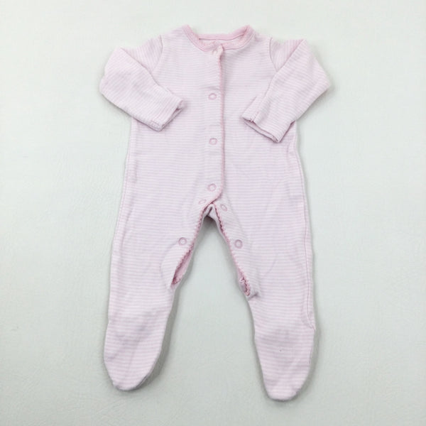 Pink Striped Long Sleeve Babygrow - Girls Newborn