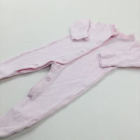 Pink Striped Long Sleeve Babygrow - Girls Newborn