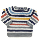 Grey, Blue & Yellow Stripe Jumper - Boys 9-12 Months