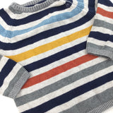 Grey, Blue & Yellow Stripe Jumper - Boys 9-12 Months