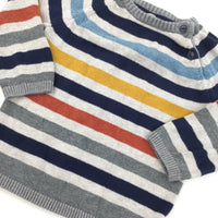 Grey, Blue & Yellow Stripe Jumper - Boys 9-12 Months