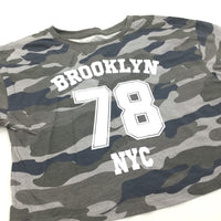'Brooklyn 78' Camouflage Khaki Belly T-Shirt - Girls 9-10 Years