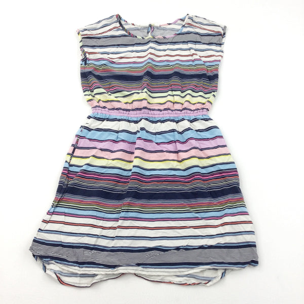 Colourful Stripes Cotton Dress - Girls 9-10 Years