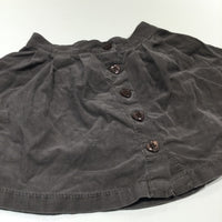 Heart Buttons Brown Lightweight Corduroy Skirt - Girls 2-3 Years