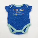 'Fun Day With Mummy' Alphabet Blue Short Sleeve Bodysuit - Boys 0-3 Months
