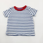 Striped Blue & Red Cotton T-Shirt - Boys 0-3 Months