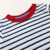 Striped Blue & Red Cotton T-Shirt - Boys 0-3 Months