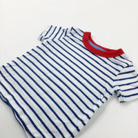 Striped Blue & Red Cotton T-Shirt - Boys 0-3 Months