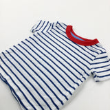 Striped Blue & Red Cotton T-Shirt - Boys 0-3 Months