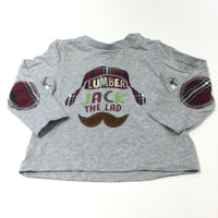 'Lumber Jack The Lad' Hat & Moustache Grey Long Sleeve Top - Boys 9-12 Months